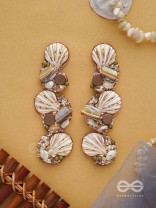 Nishkalmsa - The Beach Nirvana - Shell, Beads And Sequins Hand Embroidered Earrings