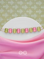 The Tropical Blush - Statement Choker Neckpiece With Anti-Tarnish Coating (Pink & Green)