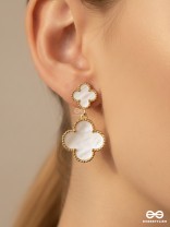 GOOD LUCK CHARM - GOLDEN & WHITE DROP EARRINGS