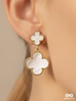 GOOD LUCK CHARM - GOLDEN & WHITE DROP EARRINGS