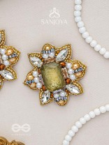 Dyauta -  Star Like Glow - Stone And Beads Hand Embroidered Stud Earrings