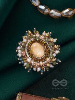 PRAKHYAATI - THE ILLUMINATING CRYSTAL - STONE AND BEADS EMBROIDERED RING (MULTICOLOR)