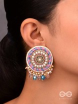 UDYATA- ROUNDABOUT RADIANCE - BEADS, PEARLS AND GLASS DROPS EMBROIDERED EARRINGS (MULTICOLOR)