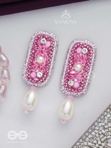 VARAVARSHINI - BESTOWER OF BOONS - STONE, BEADS AND PEARLS EMBROIDERED EARRINGS