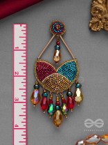 AMOHA - THE MESMERISING TWILIGHT - GLASS DROPS, STONE, CUTDANA AND BEADS EMBROIDERED EARRINGS (MULTICOLOR)