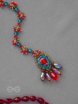 KOMYA - THE POLISHED CHARISMA - STONE, BEADS AND GLASS DROP EMBROIDERED MAANGTIKA
