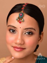 KOMYA - THE POLISHED CHARISMA - STONE, BEADS AND GLASS DROP EMBROIDERED MAANGTIKA