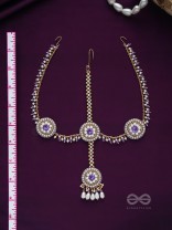 Kanichi - A Floral Blossom - Pearl Drops, Beads And Stone Hand Embroidered Maathapatti