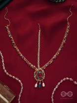 MADHUVARDHA - A RED CLOUD - STONE AND BEADS EMBROIDERED MAANGTIKA