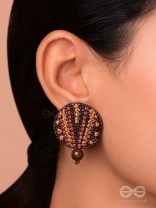 Mrdu - The Soft Nuance - Resham And Cutdana Hand Embroidered Earrings (Brown)