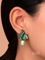 UDBHID - THE SPROUTING VITALITY - SEQUINS AND BEADS EMBROIDERED EARRINGS (GREEN)