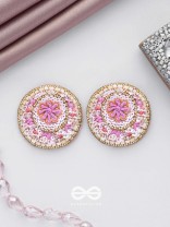 PUSHPITA - FLORAL RADIANCE - SEQUINS AND CUTDANA  EMBROIDERED STUD EARRINGS