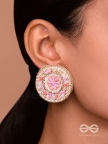 PUSHPITA - FLORAL RADIANCE - SEQUINS AND CUTDANA  EMBROIDERED STUD EARRINGS