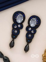 Vartulya - The Curvaceous Beauty - Stone, Beads And Sequins Hand Embroidered Earrings