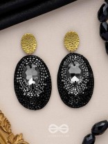 ASHMAK - THE DUSKY STONE - STONE AND CUTDANA EMBROIDERED EARRINGS (BLACK)