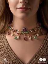 Aabharan - The Royal Ornament - Stones, Beads, Glass And Pearl Drop Embroidered Neckpiece With Anti-Tarnish Coating