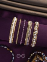 AVIBHA - THE SHINY GALAXY - PEARLS, BEADS AND CUTDANA EMBROIDERED BANGLES (SET OF 5)