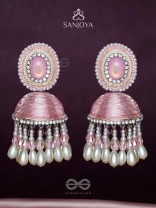 ADHAMA - THE BLUSHING RADIANCE - STONE, SEQUINS AND PEARLS EMBROIDERED EARRINGS
