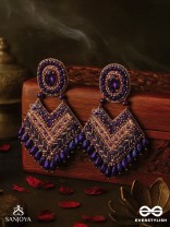 RATRIRAJA - THE DARK RADIANCE - STONE, GLASS DROP AND CUT DANA EMBROIDERED EARRINGS