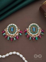 Ritashri - The True Beauty - Stone, Beads And Glass Drops Hand Embroidered Earrings