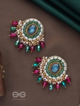Ritashri - The True Beauty - Stone, Beads And Glass Drops Hand Embroidered Earrings