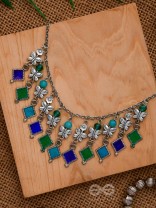 THE BUTTERFLY BALLERINA - BEADED OXIDISED ENAMELLED NECKLACE