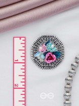 UDYANAKALA - GARDEN OF ART - SEQUINS AND PEARLS EMBROIDERED AND OXIDISED STUD EARRINGS