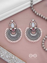 Chandrabhaas - Moon Like Appearance - Beads And Stones Hand Embroidered Oxidised Earrings