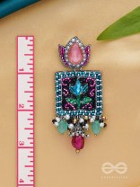Dyuti - The Blooming Radiance - Stones, Cutdana And Beads Hand Embroidered Earrings (Multicolor)