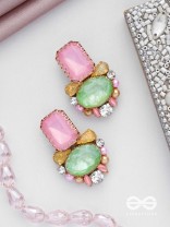 Varneeya - The Hued Jewels - Stones Hand Embroidered Earrings