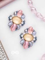 VISHESHAVALI - THE EXQUISITE PICK -STONE, PEARLS AND BEADS EMBROIDERED STUD EARRINGS