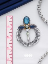 Manidhama - The Gem Abode - Stones And Beads Hand Embroidered Oxidised Earrings