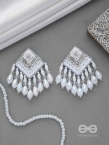 AABDIKA - SNOW LIKE CRYSTALS - SEQUINS, PEARLS AND GLASS DROP EMBROIDERED EARRINGS