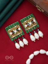 Kasisa - Scarlet's Secret Garden - Beads And Pearls Hand Embroidered Earrings