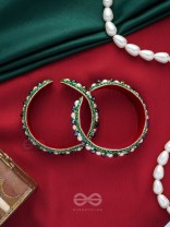 Parnaya - The Rosy Forest - Pearls, Cutdana And Beads Hand Embroidered Bangles (Set Of 2)