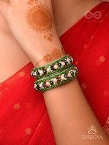 Parnaya - The Rosy Forest - Pearls, Cutdana And Beads Hand Embroidered Bangles (Set Of 2)