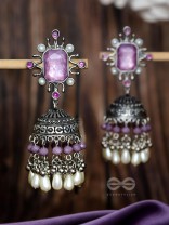 A MYSTICAL DUSK - STATEMENT EMBELLISHED OXIDISED JHUMKA EARRINGS