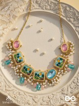 Vividhruma - Colorful Blossoms - Stones, Beads And Resham Hand Embroidered Neckpiece