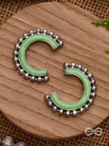 CRISP SPRINGTIMES - SILVER ENAMELLED EARRINGS