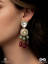 Prenkha - Scarlet Sways - Golden Embellished Polki And Kundan Earrings