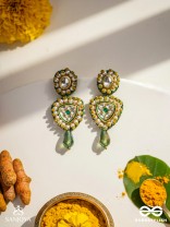 Atavika - The Mystic Glow - Beads, Polki And Kundan Finished Hand Embroidered Earrings