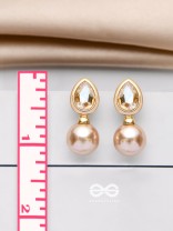 PEARL POP 'N' DROP -  GOLDEN & PEACH EMBELLISHED EARRINGS 