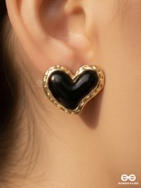 BEATS OF BEAUTY - GOLDEN EMBELLISHED EARRINGS (BLACK)