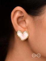 BEATS OF BEAUTY - GOLDEN EMBELLISHED EARRINGS (PINK)