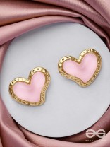 BEATS OF BEAUTY - GOLDEN EMBELLISHED EARRINGS (PINK)