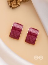 THE CLASSIC RADIANCE  - GOLDEN ENAMELLED STUD EARRINGS (RED)