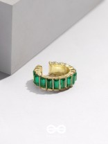 SPARKLING HALO - GOLDEN EMBELLISHED RING (GREEN)