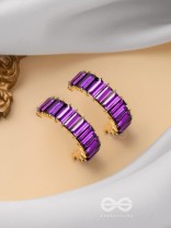 CRYSTAL GALAXIES - GOLDEN EMBELLISHED EARRINGS (PURPLE)