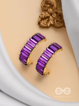 CRYSTAL GALAXIES - GOLDEN EMBELLISHED EARRINGS (PURPLE)