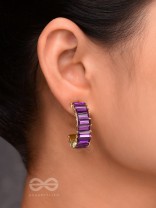 CRYSTAL GALAXIES - GOLDEN EMBELLISHED EARRINGS (PURPLE)